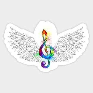 Rainbow Musical Key with Wings Sticker